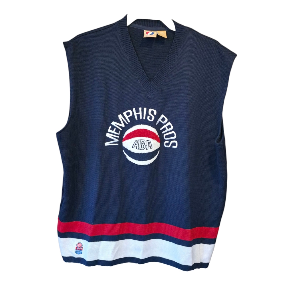 FUBU Navy and Red V-Neck Sweater Vest